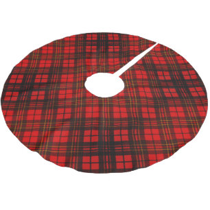 Jupon De Sapin En Polyester Brossé Bright Elegant rouge Noël tartan motif Brushe
