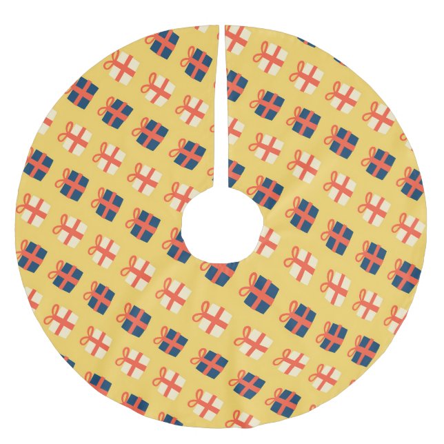 Jupon De Sapin En Polyester Brossé Bright Festive Cadeaux de Noël Motif (Devant)