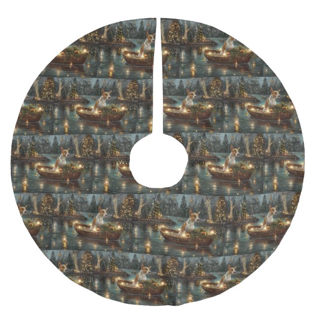 Jupon De Sapin En Polyester Brossé Bull Terrier Noël Festive Voyage (Devant)