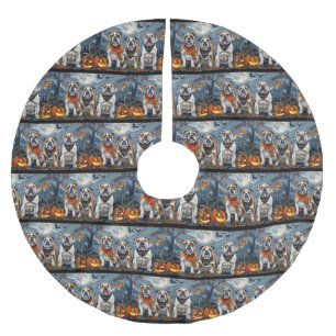 Jupon De Sapin En Polyester Brossé Bulldog Halloween Éffrayant