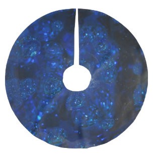 Jupon De Sapin En Polyester Brossé Bulles en verre bleu tombé