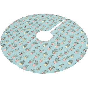 Jupon De Sapin En Polyester Brossé Cactus Couleur Cute À La Main Dessinée Motif