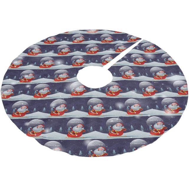 Jupon De Sapin En Polyester Brossé Cadeau de Noël Élégant Père Noël (Angle)