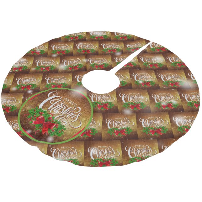 Jupon De Sapin En Polyester Brossé Cadeau élégant de Noël (Angle)