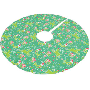 Jupon De Sapin En Polyester Brossé Cadeaux de rennes de Noël et jupe rouge verte d'oi