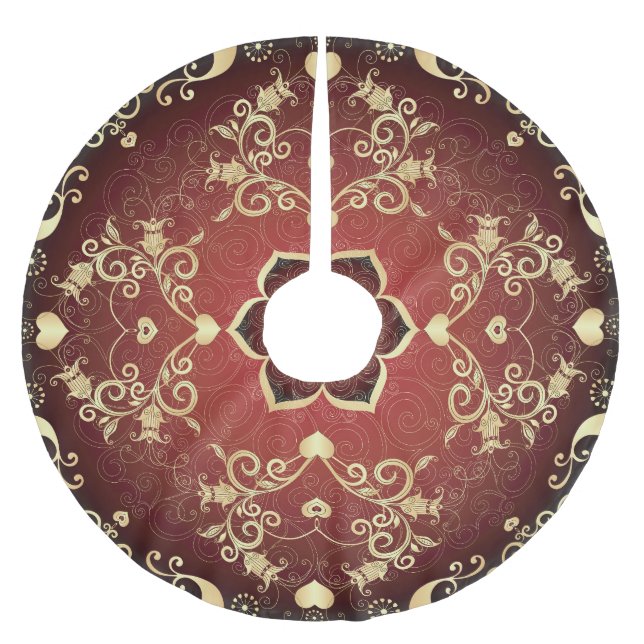 Jupon De Sapin En Polyester Brossé Cadre rond Valentine violet or (Devant)