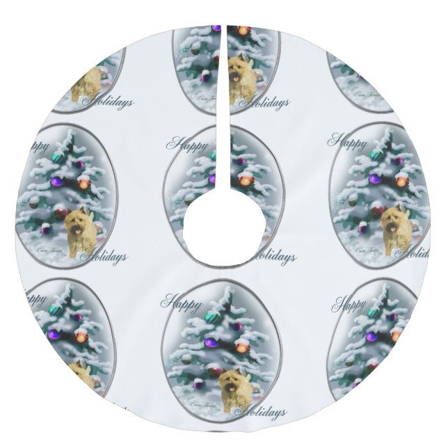 Jupon De Sapin En Polyester Brossé Cairn Terrier Christmas (Devant)