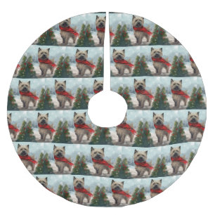 Jupon De Sapin En Polyester Brossé Cairn Terrier Dog dans Noël de neige