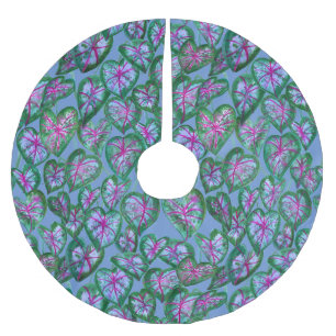 Jupon De Sapin En Polyester Brossé Caladiums colorés Vert rose pourpre Feuille