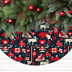 Jupon De Sapin En Polyester Brossé Canada Noël Canadien Hiver Motif Élan