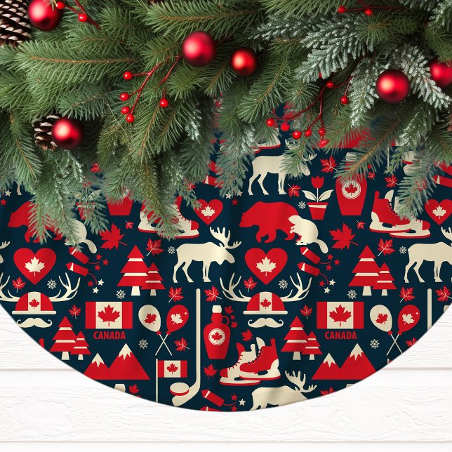 Jupon De Sapin En Polyester Brossé Canada Noël canadien Hiver Motif orignal (Créateur téléchargé)