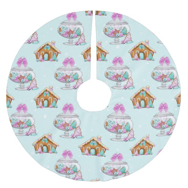 JUPON DE SAPIN EN POLYESTER BROSSÉ CANDIDATS ET MAISONS DE NOËL VERT & PURPLE (Devant)