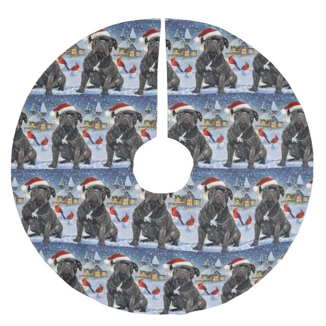 Jupon De Sapin En Polyester Brossé Cane Corso Winter Wonderland Noël Joie (Devant)