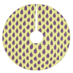 Jupon De Sapin En Polyester Brossé Caricature d'aubergine d'aubergine joliment heureu