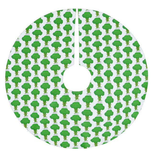 Jupon De Sapin En Polyester Brossé Caricature de brocoli dansant Cute kawaii (Devant)