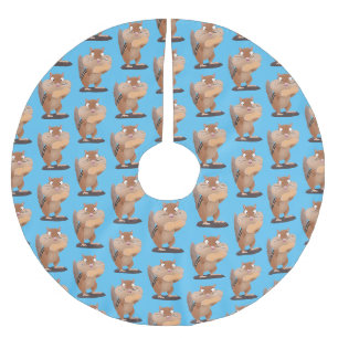 Jupon De Sapin En Polyester Brossé Caricature de chipmunk à grosses joues mignonnes