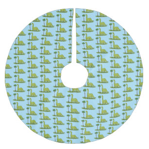Jupon De Sapin En Polyester Brossé Caricature de dinosaure de brontosaurus vert migno