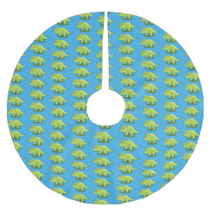 Jupon De Sapin En Polyester Brossé Caricature de dinosaure de triceratops vert mignon