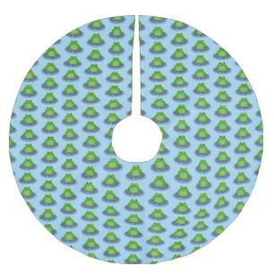 Jupon De Sapin En Polyester Brossé Caricature de grenouille verte mignonne