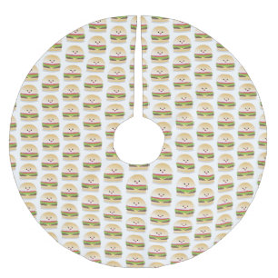 Jupon De Sapin En Polyester Brossé Caricature de hamburger kawaii joyeux