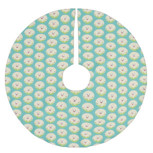 Jupon De Sapin En Polyester Brossé Caricature de légume de chou-fleur joyeux