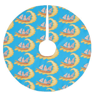 Jupon De Sapin En Polyester Brossé Caricature de surf pour chips de maïs mignonette n