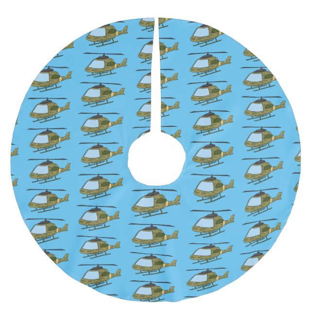 Jupon De Sapin En Polyester Brossé Caricature d'hélicoptère camoflage de l'armée (Devant)