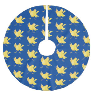 Jupon De Sapin En Polyester Brossé Caricature d'oiseau canari jaune chantant mignon