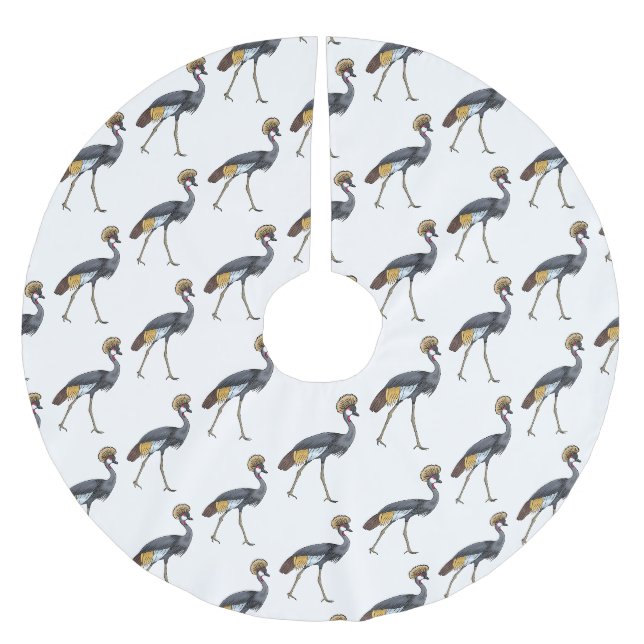 Jupon De Sapin En Polyester Brossé Caricature d'oiseau de grue couronné gris (Devant)