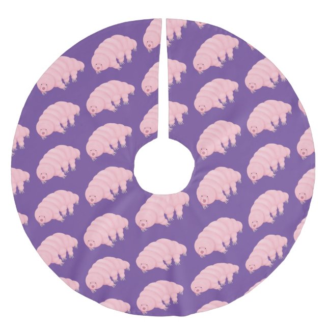 Jupon De Sapin En Polyester Brossé Caricature d'ours d'eau tardigrade rose mignon (Devant)