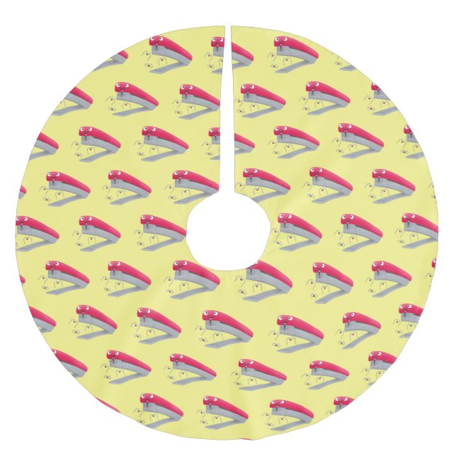 Jupon De Sapin En Polyester Brossé Caricature en agrafeuse rouge pâle (Devant)