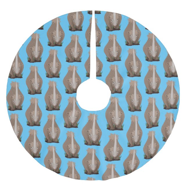 Jupon De Sapin En Polyester Brossé Caricature en élasmère de rhinocéros laineux (Devant)