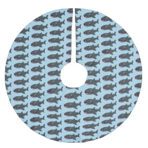 Jupon De Sapin En Polyester Brossé Caricature joli requin baleine joyeux