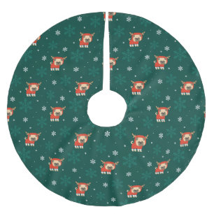 Jupon De Sapin En Polyester Brossé Carlin Reindeer Motif de Noël