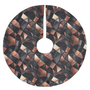 Jupon De Sapin En Polyester Brossé Carreaux d'or Rose noir