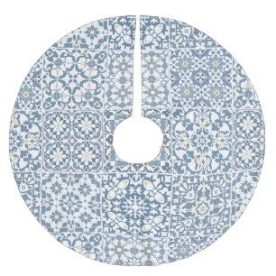 Jupon De Sapin En Polyester Brossé Carreaux Méditerranéens, Marocains, Majolique, Azu