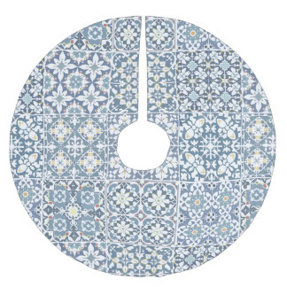 Jupon De Sapin En Polyester Brossé Carreaux Méditerranéens, Marocains, Majolique, Azu