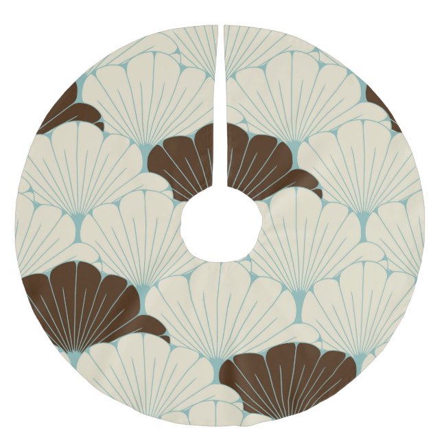Jupon De Sapin En Polyester Brossé Carrelage en feuillage bleu style japonais (Devant)