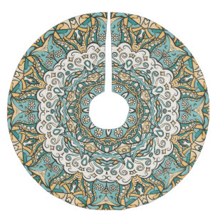 Jupon De Sapin En Polyester Brossé Carrelage Mehndi coloré Tracery sans couture