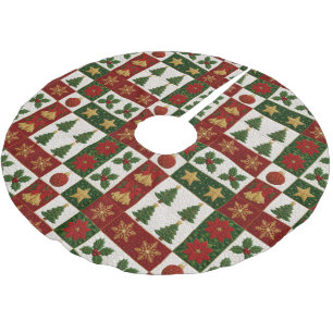 Jupon De Sapin En Polyester Brossé Carrés de courtepointe de Noël