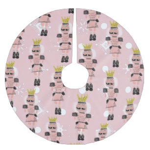 Jupon De Sapin En Polyester Brossé Casse-noisette de Noël soldat rose dessiné à la ma