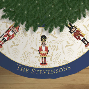 Jupon De Sapin En Polyester Brossé Casse-noisette Whimsical Noel Bleu et Beige