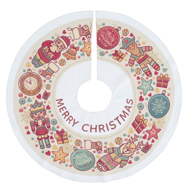 Jupon De Sapin En Polyester Brossé Ceinture d'arbre de Noël scandinave (Devant)