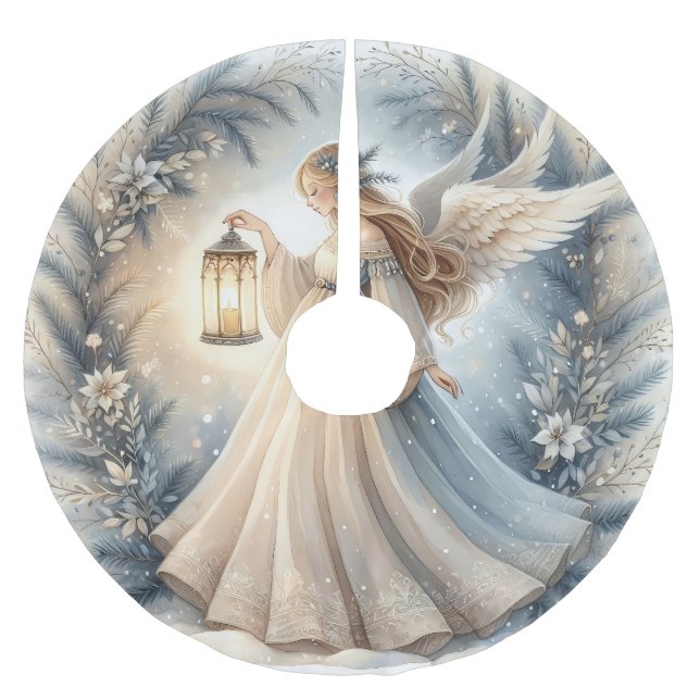 Jupon De Sapin En Polyester Brossé Celestial Winter Angel Lantern of Peace (Devant)