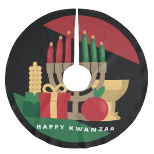Jupon De Sapin En Polyester Brossé cercle Jupe de Noël Happy Kwanzaa