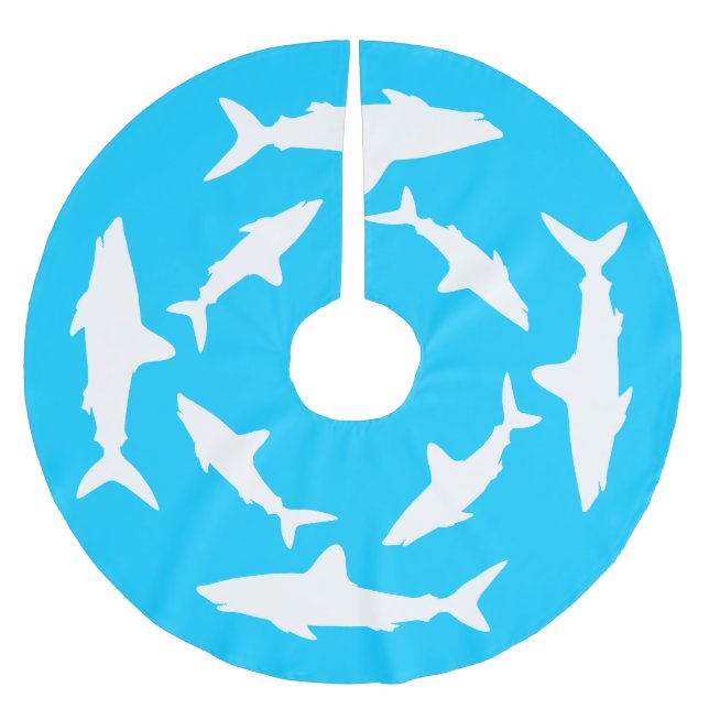 Jupon De Sapin En Polyester Brossé Cercler les requins blancs (Devant)