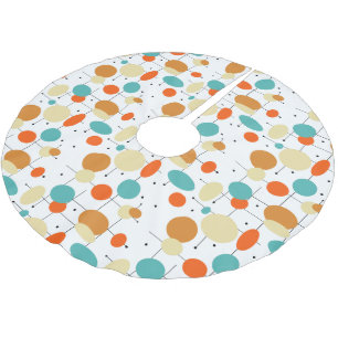 Jupon De Sapin En Polyester Brossé Cercles colorés Lignes Motif rétro du milieu du si