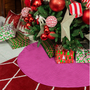 Jupon De Sapin En Polyester Brossé Cercles concentriques minces rose chaud