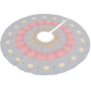Jupon De Sapin En Polyester Brossé Cercles rouges de flocon de neige