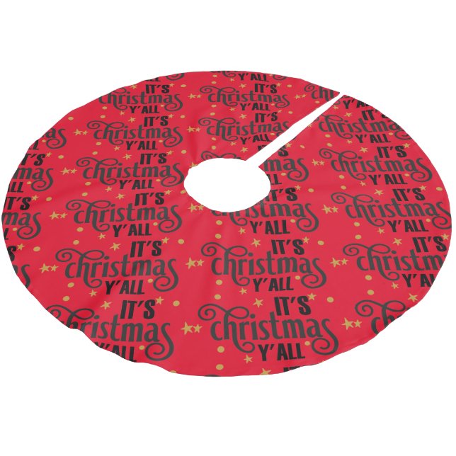 Jupon De Sapin En Polyester Brossé C'est Noël Y'All Word Art (Angle)